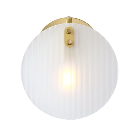 Designers Fountain Sky Fall 8 in. 1-Light Brushed Gold Wall Sconce Light with Etched Fluted Glass Shade for Bathrooms D311C-WS-BG
